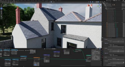 Slate rooftop met Geometry Nodes, 'strak'