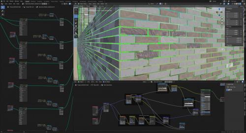 Bakstenen strips met Geometry Nodes